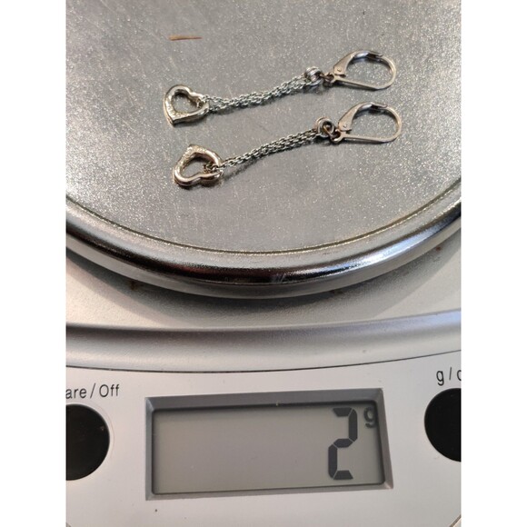 Earrings Heart Sterling Silver 925 Dangle Signed IBB 2" 2g - Picture 5 of 5
